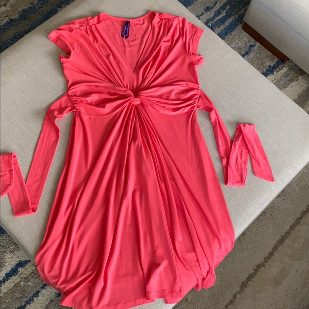 Seraphine Coral Knotted Midi Dress
